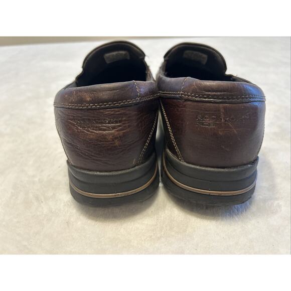 Rockport Men’s Shoes Size 10.5 W Wide Brown Leather Slip On Casual Comfort XCS - Picture 4 of 9